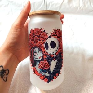 Frosted Glass Cup Jack And Sally